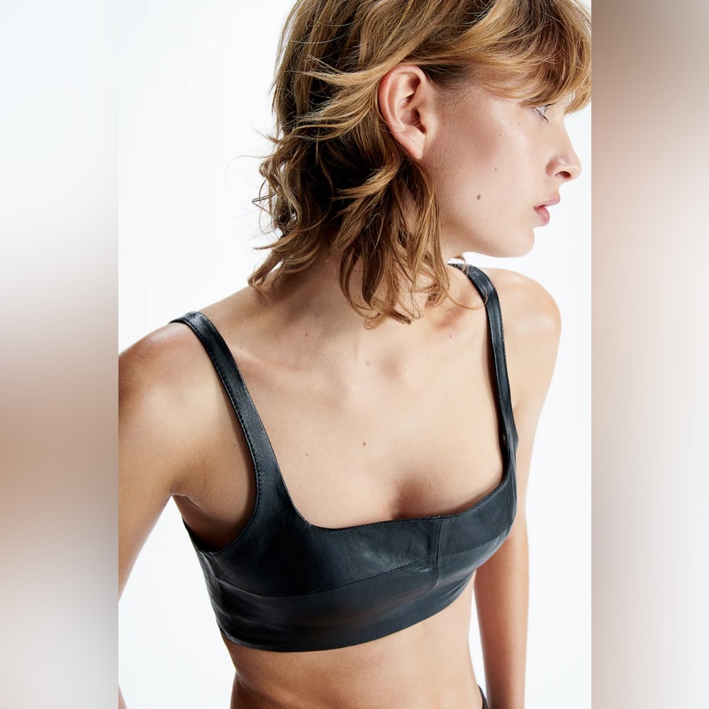Black Leather Crop Top